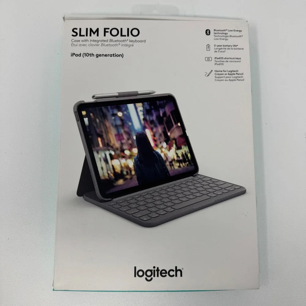 Logitech Slim Folio Keyboard Case for iPad 10th Gen Bluetooth Oxford Gray YR0089